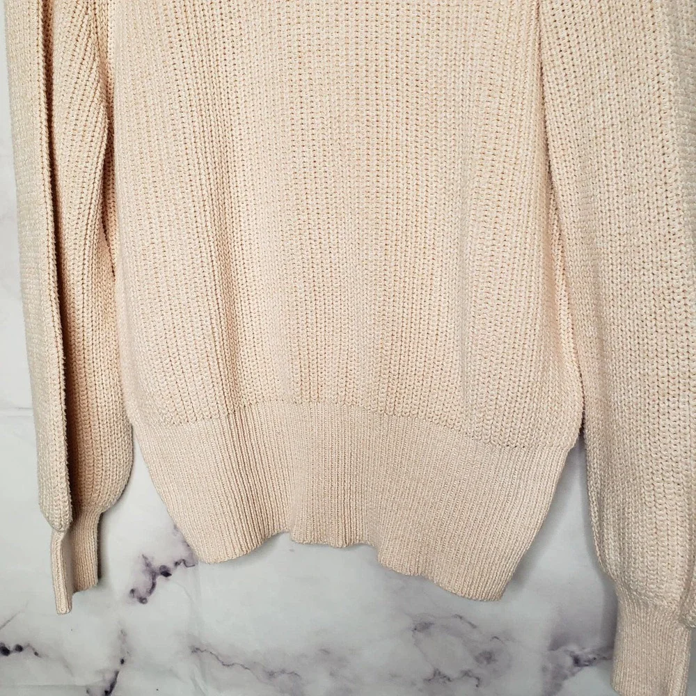 MOD Lusive off white chunky knit balloon sleeves pullover sweater XL